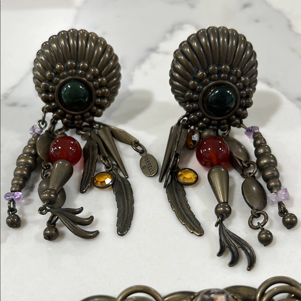 Sorrelli RARE Vintage Brass Jewelry Earrings & Bracelet Set